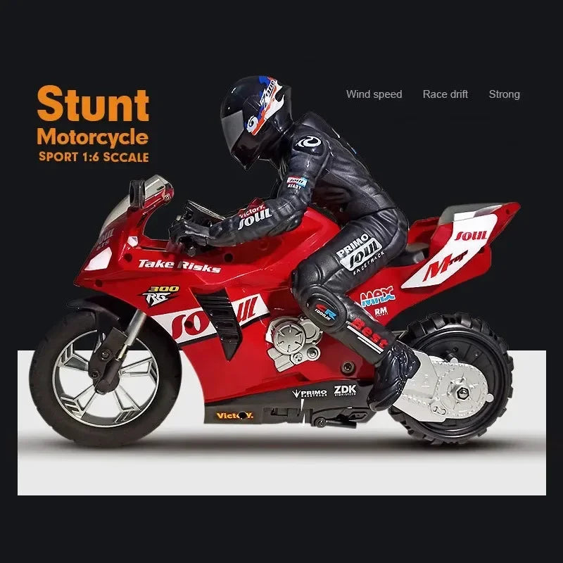 1/6 RC Motorcycle Toy - Self-Balancing Electric Racing Bike with Drift Stunt Control for Kids and Children