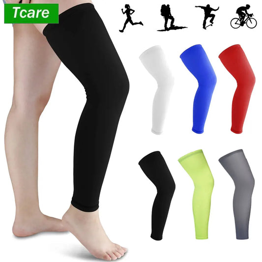 Full Leg Compression Sleeve Sport Knee Sleeve with Anti-Slip Silicone Strips for Running, Basketball & Football Support Gear