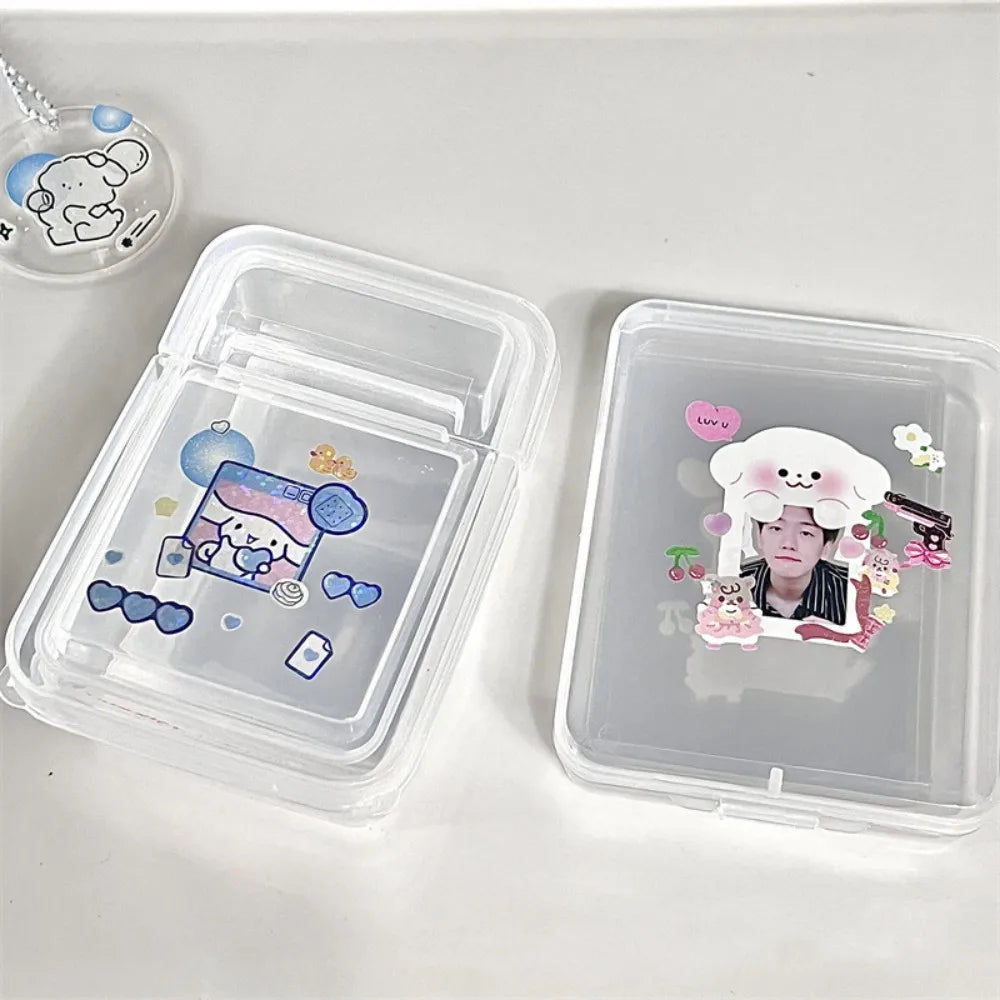 Transparent Plastic Card Storage Box - Small Organizer Case for Photocards, Stationery & Desk Accessories