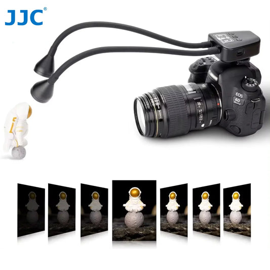 JJC LED Macro Arm Light - Adjustable 10-Level Brightness Photography Lighting for Canon Nikon Sony Olympus Fujifilm DSLR Cameras