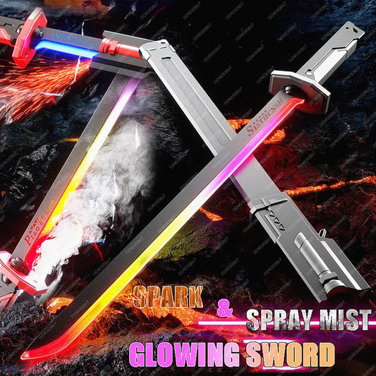 Colorful Glowing Sword Toy - LED Streamer Light Sword with Spark & Smoke Effects for Kids Christmas & Birthday Gifts