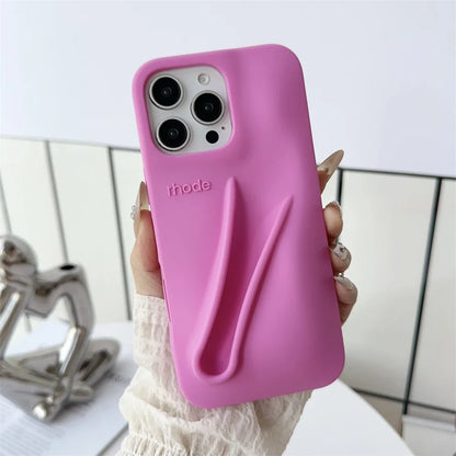 Silicone iPhone Case - 3D Toast Ribbon Espresso Cover for iPhone 12–17 Pro Max, Plus & Air