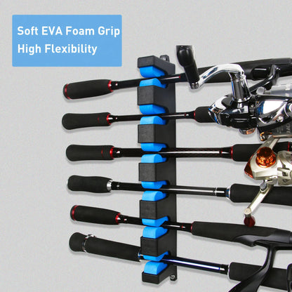 Go Pal RR1 Fishing Rod Holder - 6 Rod Horizontal & Vertical Wall Mount Storage Rack for Fishing Gear