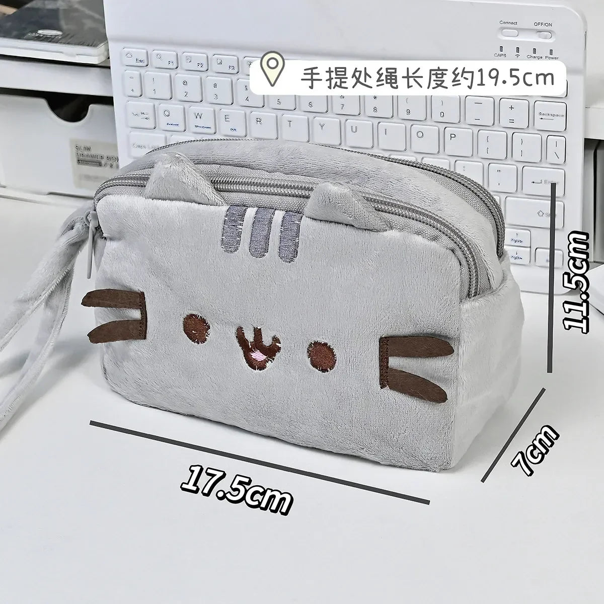 Kawaii Pusheen Pencil Case - Cute Fat Cat Large Capacity Stationery Bag & Cosmetic Travel Storage Pouch