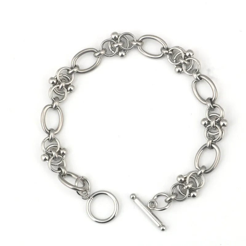 316L Stainless Steel Chain Bracelet - Hip Hop Tricycle Design DIY Statement Jewelry For Men & Women Kpop Style
