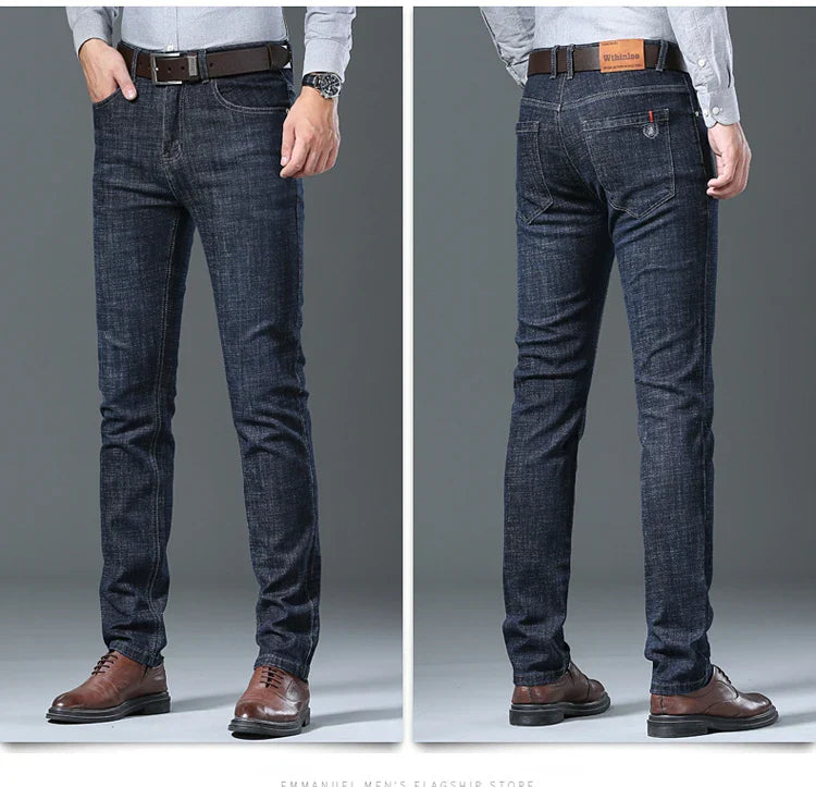Men’s All-Match Brand Trousers – High-Quality Business Casual High Waist Denim Jeans for All Seasons
