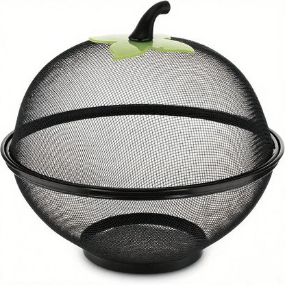 Metal Fruit Basket with Mesh Cover - Kitchen Storage Rack for Home & Outdoor Use
