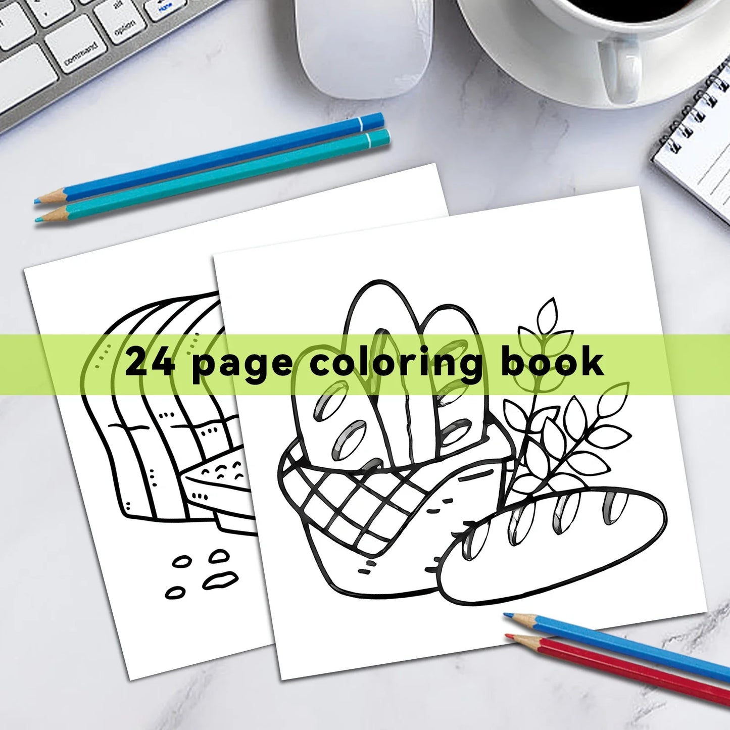 Food & Snack Coloring Book for Adults - Bold Easy Drinks & Desserts Drawing Book, Cute Birthday Gift