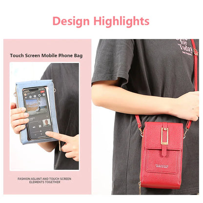 Soft Leather Women's Crossbody Bag: Touch Screen Cell Phone Wallet Hand Purse | Small Handbag for Cheap Women's Bags