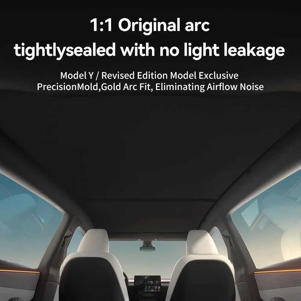 YZ Tesla Model 3/Y Highland Sunshade (2025–2026) – Graphene Honeycomb Black Roof Sun Shade for Front, Rear & Sunroof Glass Protection