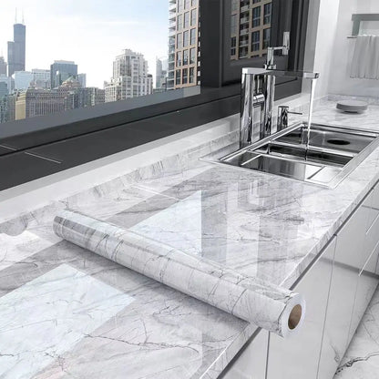40cm PVC Marble Wall Sticker - Waterproof Oil-Resistant Self-Adhesive Kitchen Decor