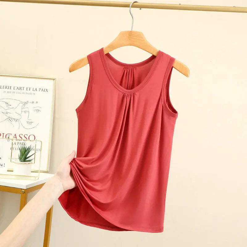 Women’s Plus Size Modal Tank Top - Loose Fold Sleeveless Summer Vest Shirt XL-6XL Casual Homewear