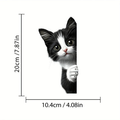 Peeking Cat Car Stickers - Waterproof Cartoon Vinyl Decals for Windows, Motorcycles & Vehicles