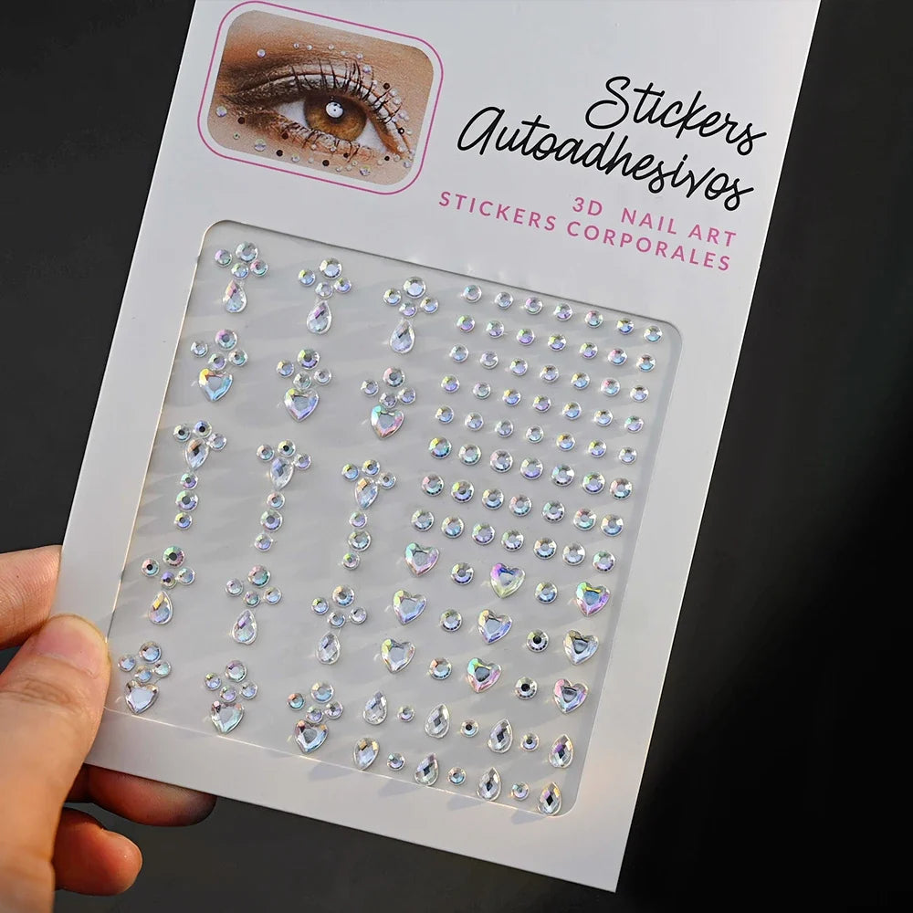 5D Face Diamond Gem Stickers - Colorful Rhinestone Body Makeup Tattoo for Festival, Nail Art & DIY Bling Style