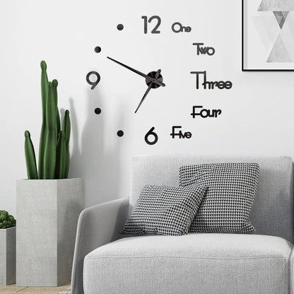 3D DIY Wall Clock - Modern Acrylic Mirror Sticker Quartz Clock For Living Room Decor With Silent Movement
