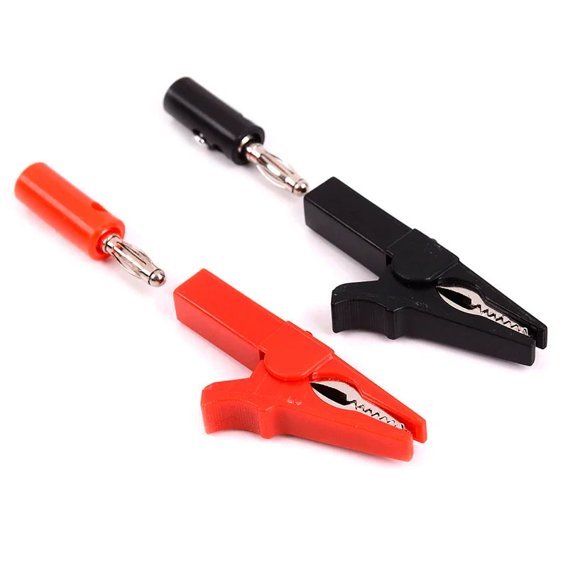 4Pcs 55mm Alligator Clip Test Leads - 4mm Banana Plug Probe Cables Red Black for Testing Equipment