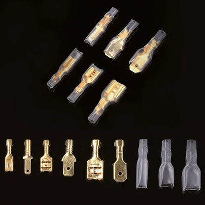 100PCS 2.8/4.8/6.3mm Male & Female Crimp Terminal Connectors – Gold & Silver Wire Connectors for Car & Electronics
