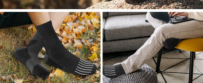 5 Pairs Merino Wool Hiking Socks for Men | Soft, Warm, Moisture-Wicking Winter Crew Socks for Indoor & Outdoor Wear