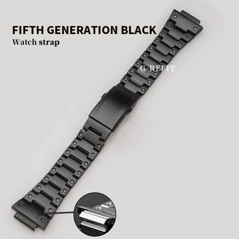 G-Refit V6.0 DW5600 Metal Bezel Kit - Stainless Steel Watch Band Strap & Case Accessories with Tools for GWB5600/GWM5610