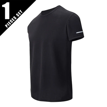 Men’s Summer Quick Dry T-Shirt - Solid Color Short Sleeve Sports Shirt for Running & Casual Wear