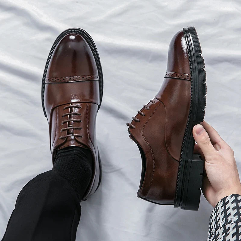 Men’s Classic Brogue Leather Shoes - Wedding, Business & Casual Dress Shoes for Men