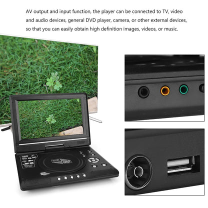 9 Inch Portable DVD Player - HD LCD Screen Media Player with Game Support, TV Function and FM Radio