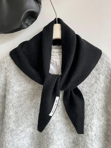 British Korean Style Wool Knitted Triangular Scarf – Multi-Functional Headscarf, Warm Knit Scarf for Women