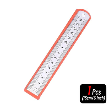 Stainless Steel Precision Ruler - 10-Piece 15-30cm Double-Sided Metric Measuring Scale for Accurate Measurement