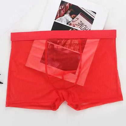 Transparent Ice Silk Men's Boxers - Low Waist See-Through Bulge Underwear