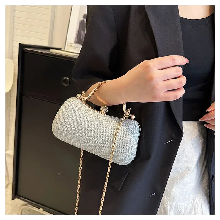 Women’s Chain Evening Shoulder Bag – Vintage Crossbody Handbag Dinner Party Underarm Satchel