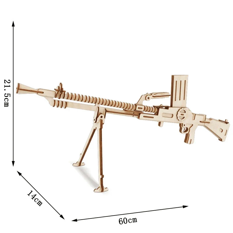 3D Wooden Gun Puzzle - DIY Assembly Pistol Rifle Model Craft Educational Toy for Kids & Adults