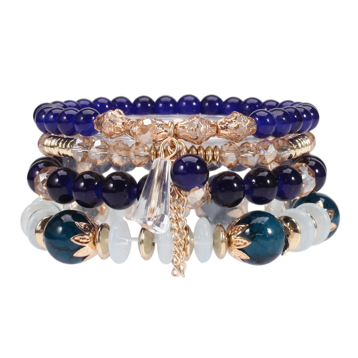 Bohemian Stackable Bead Bracelets - Multilayer Charm Stretch Bangles for Women