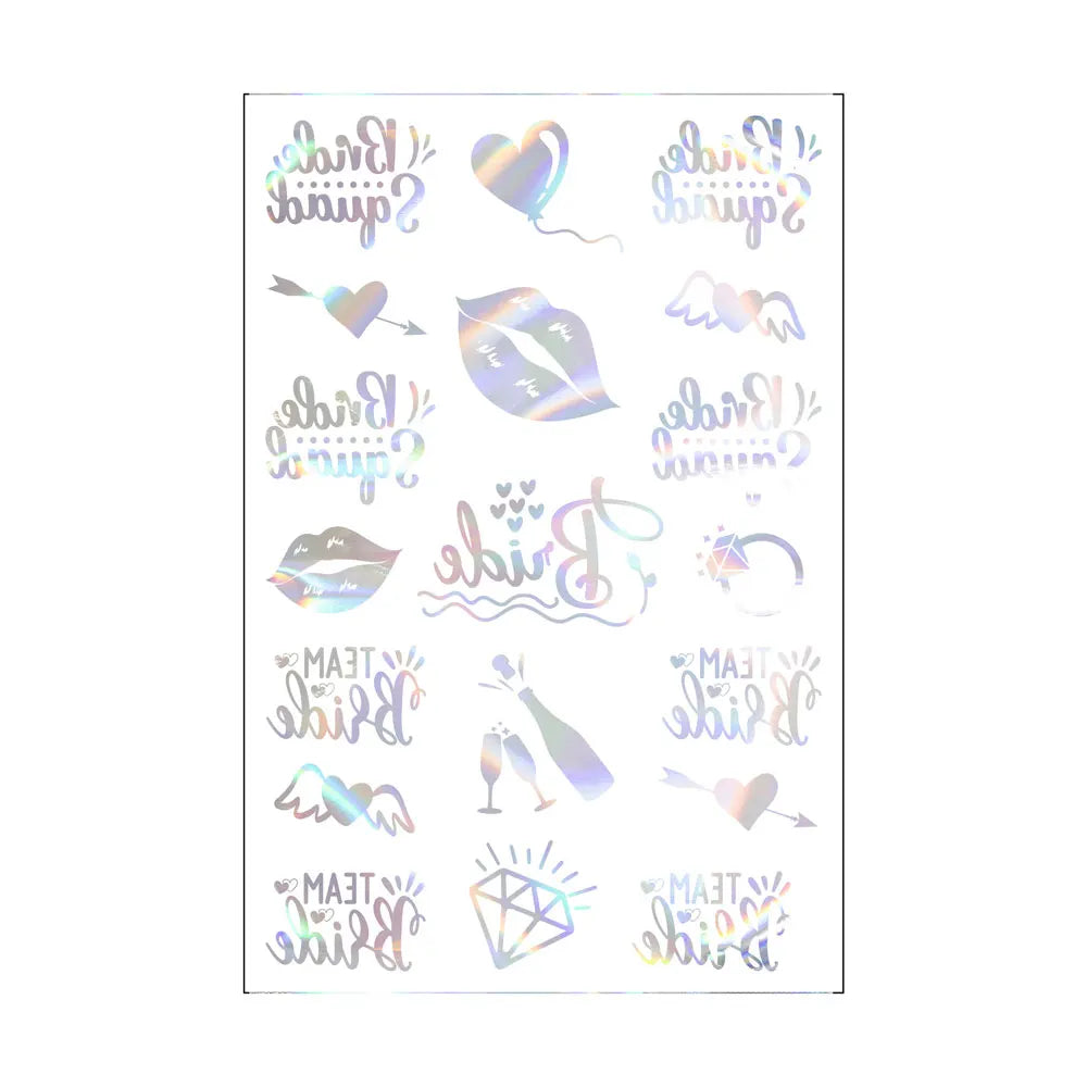 Waterproof Gold Foil Temporary Tattoo Stickers – Crown & Ring Bridal Party Body Art Decals