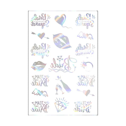 Waterproof Gold Foil Temporary Tattoo Stickers – Crown & Ring Bridal Party Body Art Decals