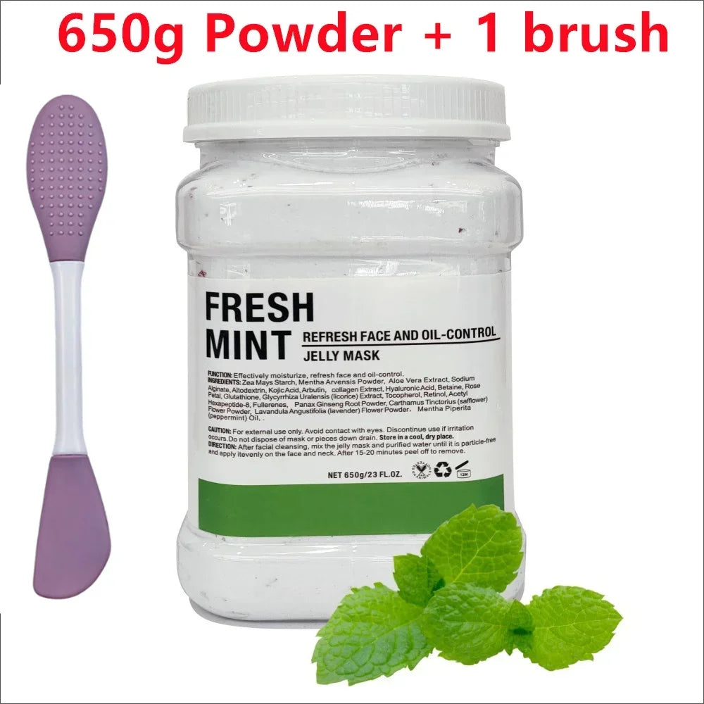 650g Chamomile Hyaluronic Acid Jelly Mask – Rose Moisturizing Facial Powder with Silicone Brush for Skin Elasticity