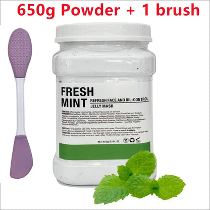 650g Chamomile Hyaluronic Acid Jelly Mask – Rose Moisturizing Facial Powder with Silicone Brush for Skin Elasticity