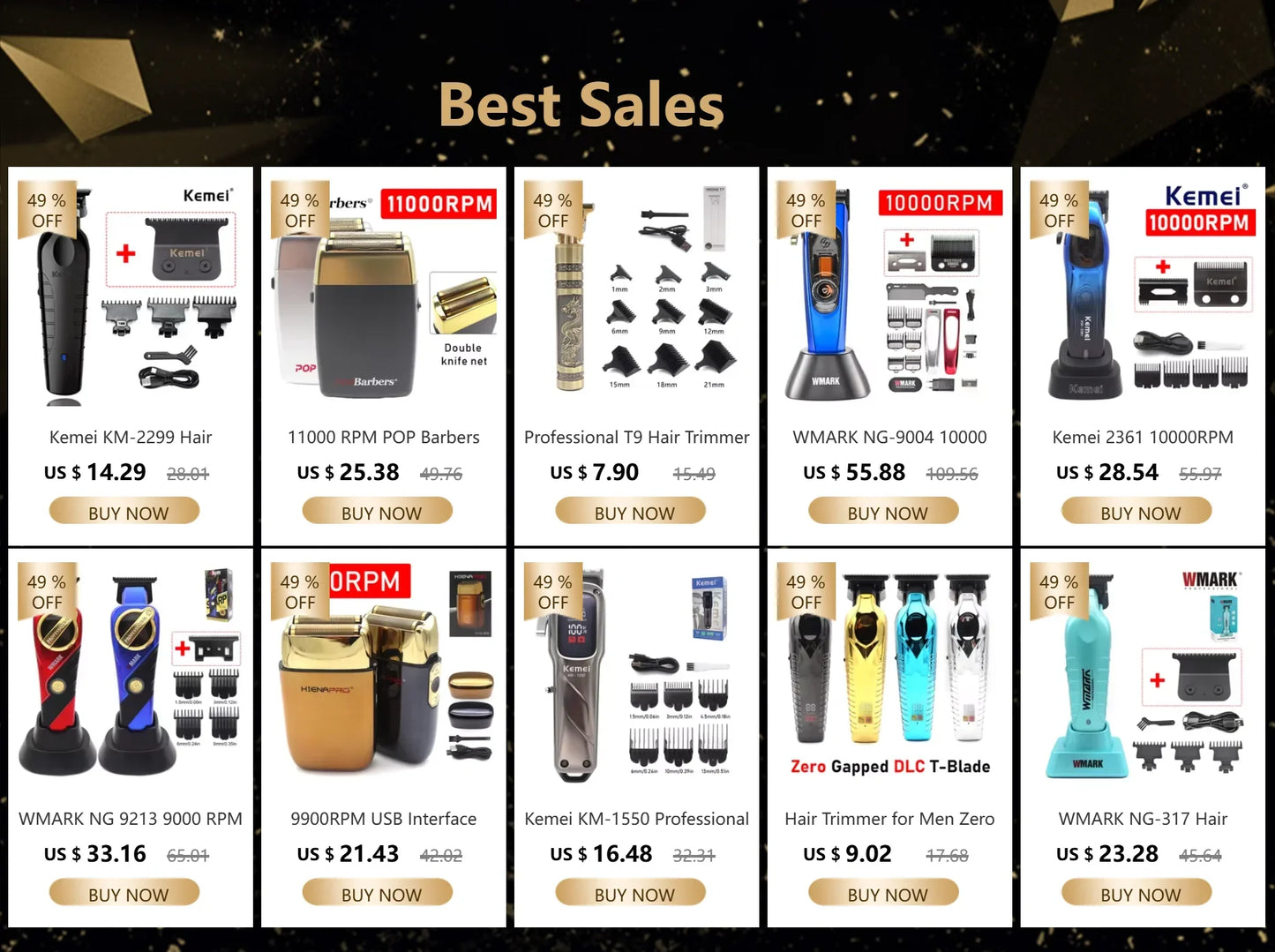 Men's Hair Trimmer – Zero Gapped DLC T-Blade, LED Display, Low Noise, Cordless Professional Hair Clipper for Finishing
