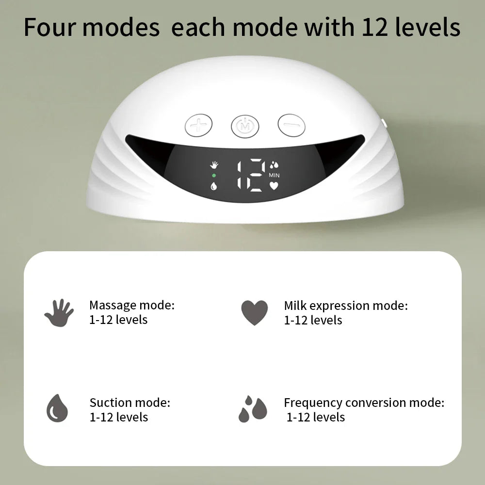 Hands-Free Electric Breast Pump — Wearable Lightweight Milk Collector with LED Display, 4 Modes & 12 Levels