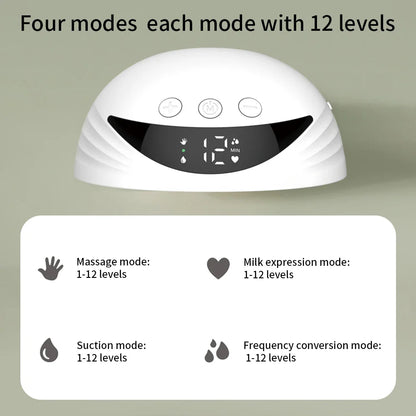 Hands-Free Electric Breast Pump — Wearable Lightweight Milk Collector with LED Display, 4 Modes & 12 Levels