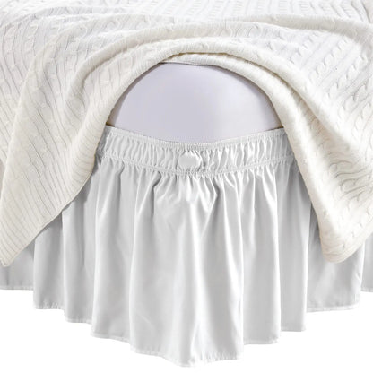 Elastic Wrap-Around Bed Skirt – Soft Fade-Resistant Ruffle Bed Cover & Mattress Protector (Couvre Lit Style)