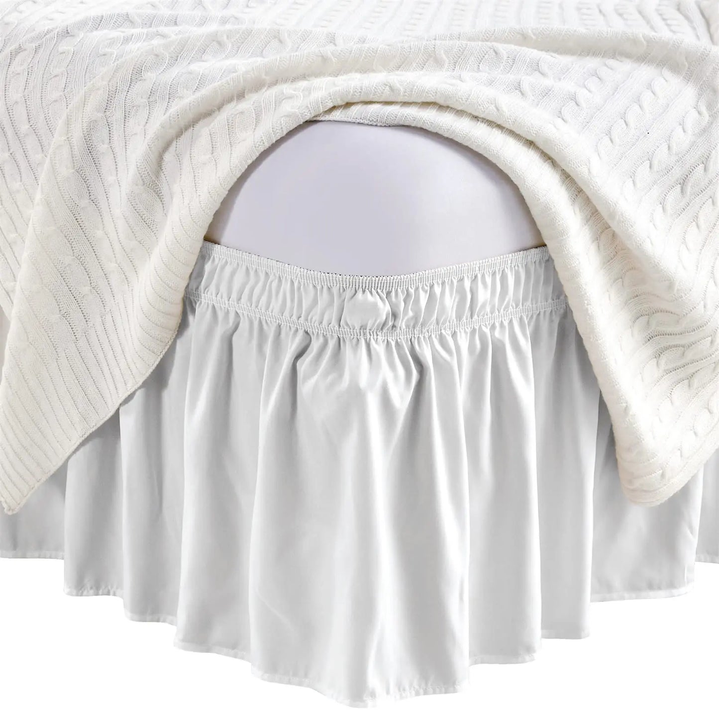 Elastic Wrap-Around Ruffled Bed Skirt – Soft, Comfortable, Fade-Resistant Bedding Protector with Easy-Fit Design for Stylish Bedroom Decor
