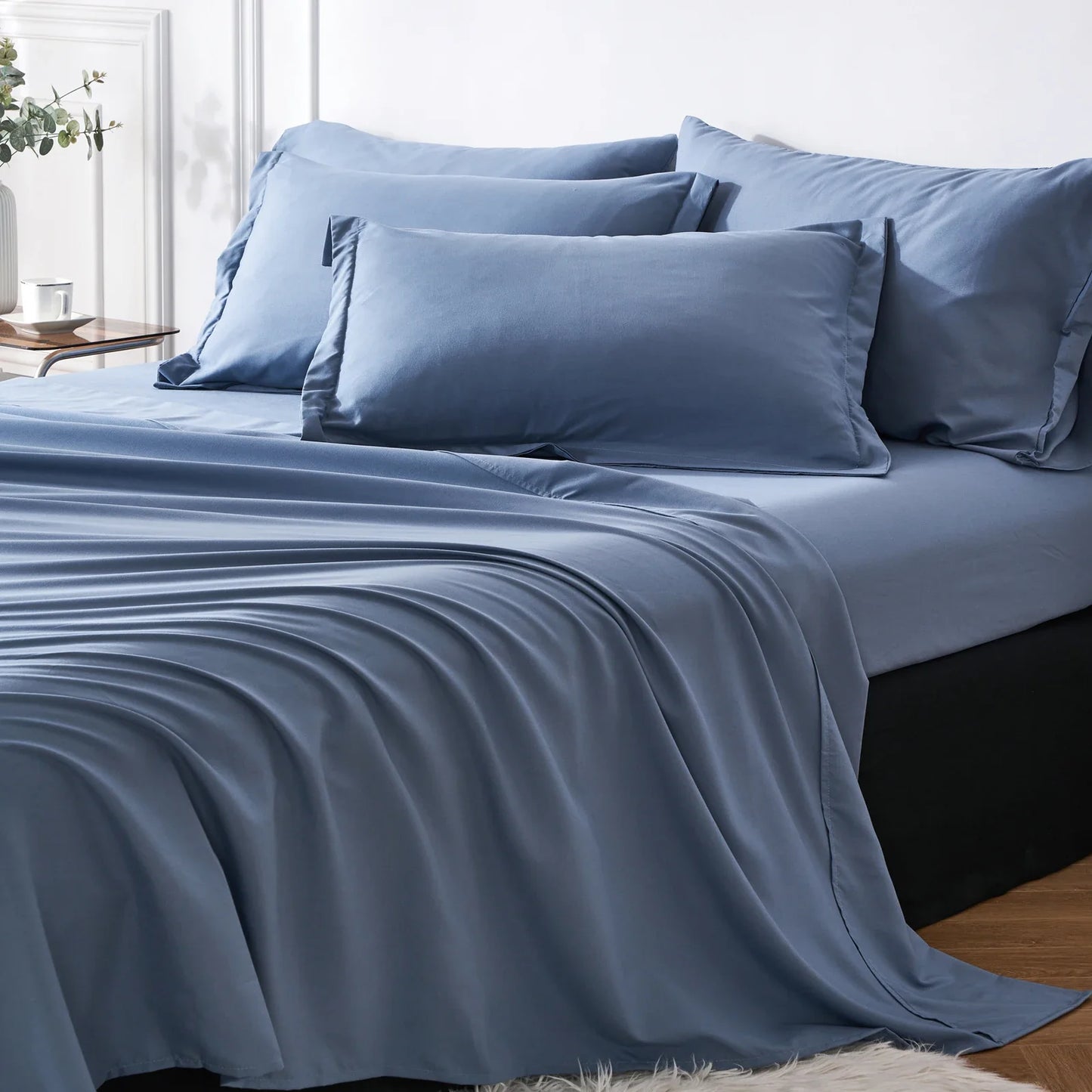 7-Piece Queen Bed-in-a-Bag Comforter Set — Solid Geometry Comforter, Sheets & Pillowcases, Stylish Bedroom Gift