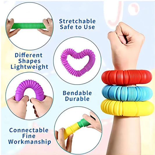 Colorful Telescopic Pop Tubes Fidget Toy Set (10–30PCS) – Sensory Stress Relief Toys for Adults & Kids