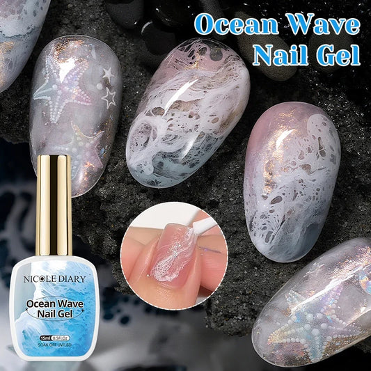 NICOLE DAIRY Bubble Ocean Wave Gel Nail Polish 15ml - White Summer UV LED Soak Off Nail Art Manicure Varnish