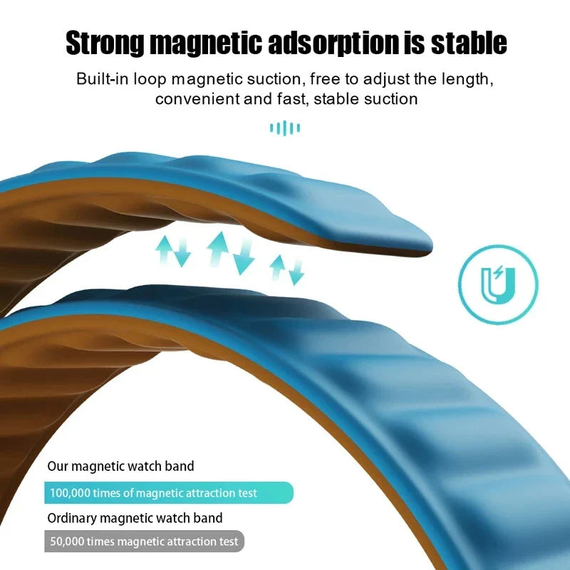 Magnetic Silicone Link Bracelet for Apple Watch Ultra | Fits 38mm-49mm | Compatible with iWatch Series 3-8 and SE