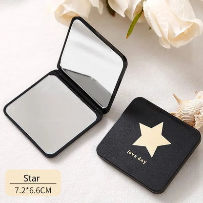 Foldable Mini Square Makeup Mirror - Double-Sided Compact Pocket Vanity Mirror
