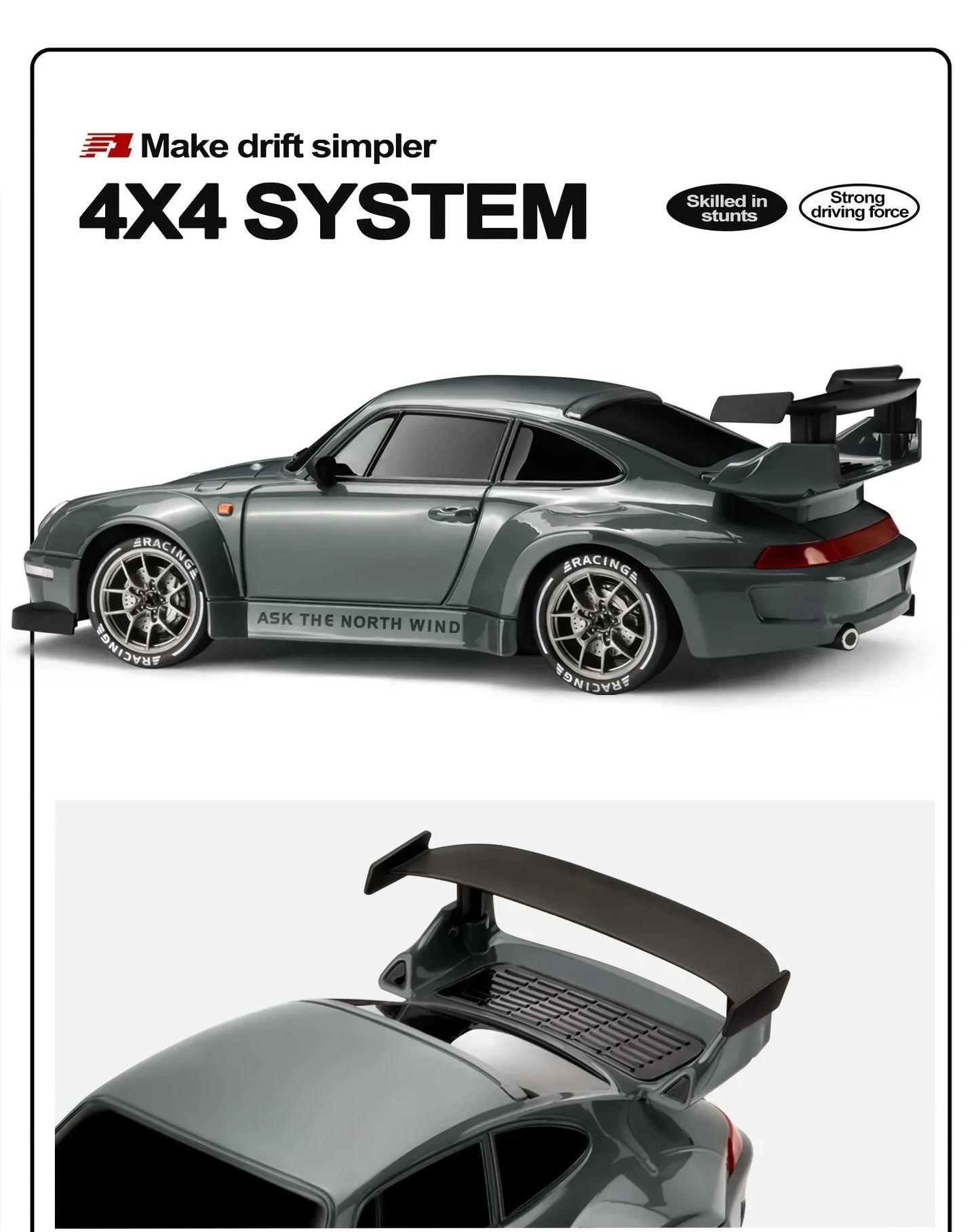 New 1:24 High-Speed RC Drift Car — 20KM/H 4WD Remote Control Racing Vehicle with Replaceable Tires, Competition Toy for Kids