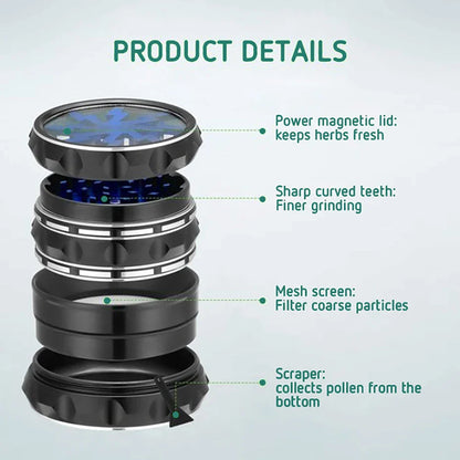 60mm 4-Part Aluminum Herb Grinder – Metal Spice Mill with Transparent Skylight for Tobacco & Smoking Accessories