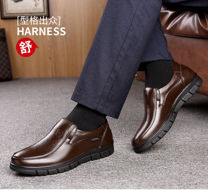 Genuine Leather Handmade Men's Shoes – Casual Loafers, Breathable Slip-On Walking Sneakers for Outdoor Wear