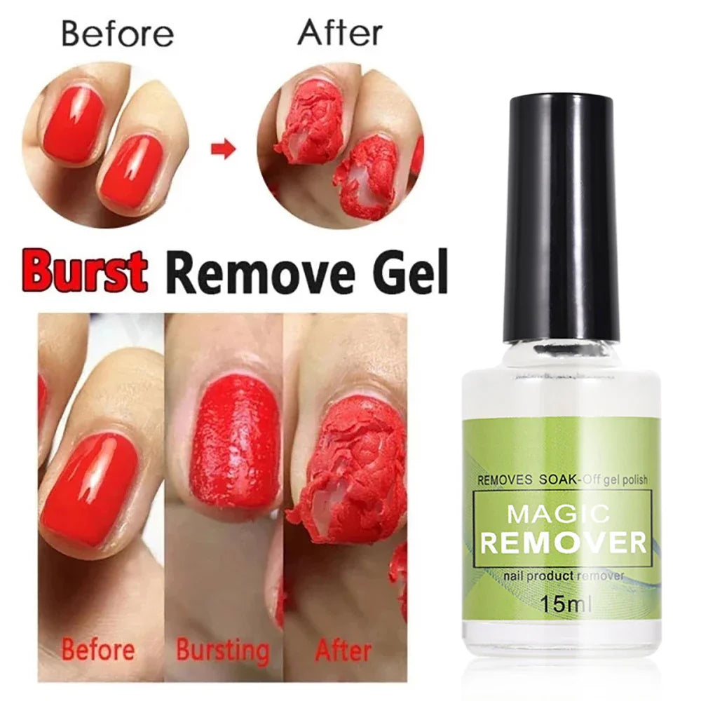 15ML Fast Nail Gel Remover — Magic Effect Professional Soak-Off UV Cleaner for Semi-Permanent Polish & Manicure Varnish